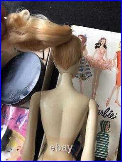 VINTAGE BLONDE PONYTAIL BARBIE DOLL 3 with Swimsuit Box and Accessories