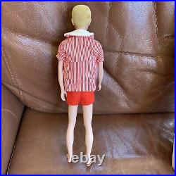 VINTAGE Blonde 1960 FLOCKED HAIR KEN Doll Barbie's Boyfriend 750 withBOX Blue Eyes