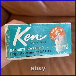 VINTAGE Blonde 1960 FLOCKED HAIR KEN Doll Barbie's Boyfriend 750 withBOX Blue Eyes
