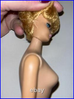 VINTAGE Blonde Bubble Cut Barbie Doll In Red Swimsuit NICE