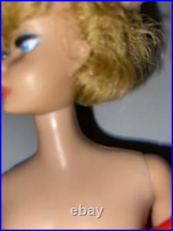 VINTAGE Blonde Bubble Cut Barbie Doll In Red Swimsuit NICE