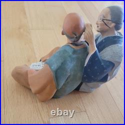 VINTAGE Japanese Doll KINKODO Couple Woman Cleaning Man Ears RARE 50's 60's