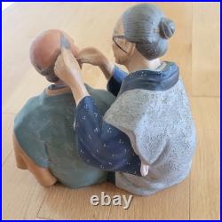 VINTAGE Japanese Doll KINKODO Couple Woman Cleaning Man Ears RARE 50's 60's