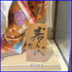 VINTAGE Japanese Ningyo Doll Princess Warrior Kabuto Helmet in Glass Case