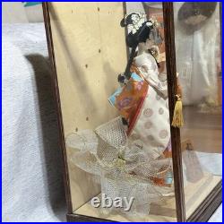 VINTAGE Japanese Ningyo Doll Princess Warrior Kabuto Helmet in Glass Case