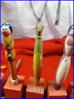 VINTAGE Japanese Wooden Dolls AND Folk Art (ALL Six Pieces)
