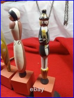 VINTAGE Japanese Wooden Dolls AND Folk Art (ALL Six Pieces)