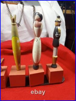 VINTAGE Japanese Wooden Dolls AND Folk Art (ALL Six Pieces)
