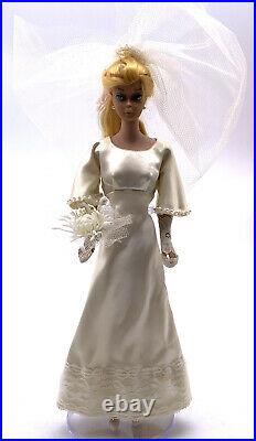 VINTAGE LEMON BLONDE SWIRL PONYTAIL BARBIE DOLL- 1964 Winter Wedding Dress