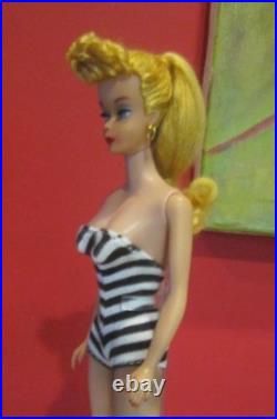 VINTAGE OOAK #5 PONYTAIL BARBIE With REROOTED Blonde Silk Hair / Zebra Swimsuit