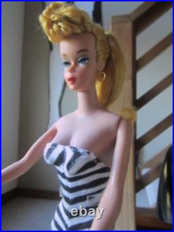 VINTAGE OOAK #5 PONYTAIL BARBIE With REROOTED Blonde Silk Hair / Zebra Swimsuit