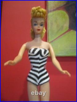 VINTAGE OOAK #5 PONYTAIL BARBIE With REROOTED Blonde Silk Hair / Zebra Swimsuit