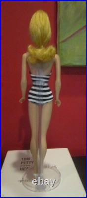 VINTAGE OOAK #5 PONYTAIL BARBIE With REROOTED Blonde Silk Hair / Zebra Swimsuit