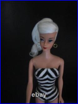 VINTAGE OOAK #5 PONYTAIL BARBIE With REROOTED Platinum Blonde Silk Hair WithOutfit