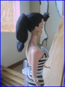 VINTAGE OOAK #5 PONYTAIL BARBIE With REROOTED Raven Silk Hair / Zebra Swimsuit