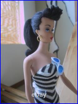 VINTAGE OOAK #5 PONYTAIL BARBIE With REROOTED Raven Silk Hair / Zebra Swimsuit