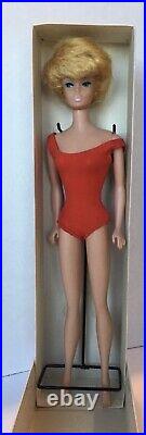 VTG 1960s Mattel #850 Platinum Blonde Bubble CutBoxStandBarbie Doll