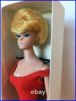 VTG 1960s Mattel #850 Platinum Blonde Bubble CutBoxStandBarbie Doll