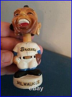 VTG 1960s Milwaukee braves mascot baseball mini bobble head nodder doll Japan