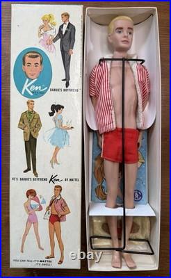 VTG 1961 Blonde Flocked Hair Ken Doll Barbies Boyfriend Original Box Outfit #1