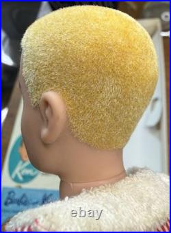 VTG 1961 Blonde Flocked Hair Ken Doll Barbies Boyfriend Original Box Outfit #1