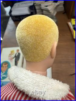 VTG 1961 Blonde Flocked Hair Ken Doll Barbies Boyfriend Original Box Outfit #1