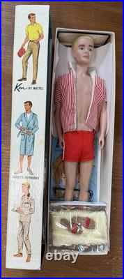 VTG 1961 Blonde Flocked Hair Ken Doll Barbies Boyfriend Original Box Outfit #1