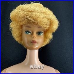VTG 1962 Barbie Blonde Bubble Cut Early Nipple Body Original Box Wire Stand