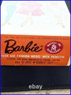 VTG 1962 Barbie Blonde Bubble Cut Early Nipple Body Original Box Wire Stand