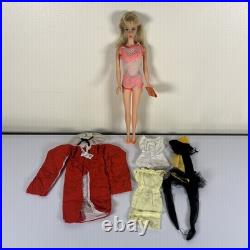 VTG 1966 Mattel Twist N Turn Barbie with Swimsuit & Mesh Cover-Up + Clothes Lot