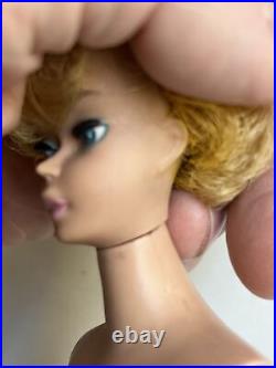 VTG 1st Issue White Ginger 1961 Bubblecut Barbie with Pink Lips Good Condition