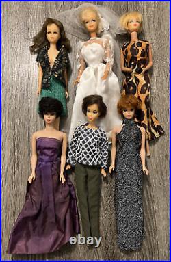 VTG 60's Barbie Titian Raven Bubblecut Dolls TNT Mod Francie withOutfits Lot Of 6