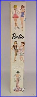 VTG Barbie Brunette Bubble Cut No. 850 1960s Original Doll withStand, Boxed