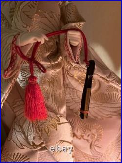 VTG Japanese Bride Doll White Kimono Wedding Fan Geisha Maiko Crane 18 Tall