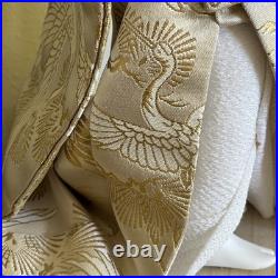 VTG Japanese Bride Doll White Kimono Wedding Fan Geisha Maiko Crane 18 Tall