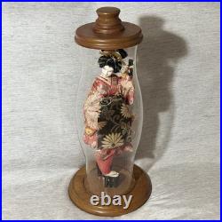 VTG Japanese Geisha Maiko Doll Silk Kimono Glass Display Case Collectible 23
