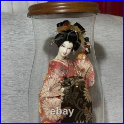VTG Japanese Geisha Maiko Doll Silk Kimono Glass Display Case Collectible 23