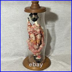 VTG Japanese Geisha Maiko Doll Silk Kimono Glass Display Case Collectible 23