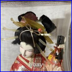 VTG Japanese Geisha Maiko Doll Silk Kimono Glass Display Case Collectible 23