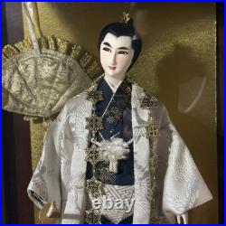VTG Japanese Samurai Warrior Doll in Glass Case Kimono Musha Ningyo Sword 23x15