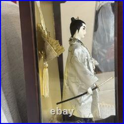 VTG Japanese Samurai Warrior Doll in Glass Case Kimono Musha Ningyo Sword 23x15