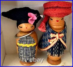 VTG Japanese Sosaku Kokeshi Dolls Set of Two 3 with Hand Crafted Original Box