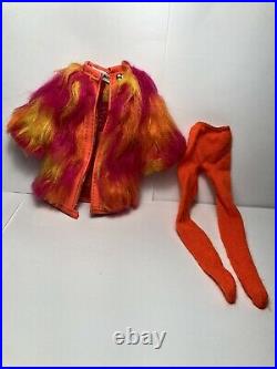 VTG Original Francie Doll Wild Bunch Outfit #1766 Dress Fur Coat Barbie 1970