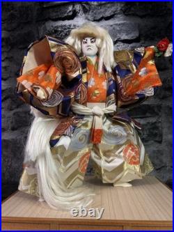 Vintage 16 Japanese Kabuki Lion Dancer Doll on 14 bamboo platform