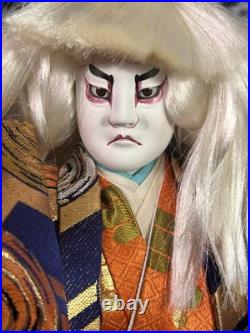 Vintage 16 Japanese Kabuki Lion Dancer Doll on 14 bamboo platform