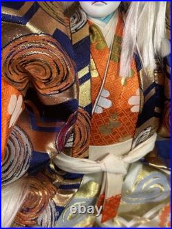 Vintage 16 Japanese Kabuki Lion Dancer Doll on 14 bamboo platform