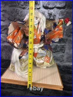 Vintage 16 Japanese Kabuki Lion Dancer Doll on 14 bamboo platform
