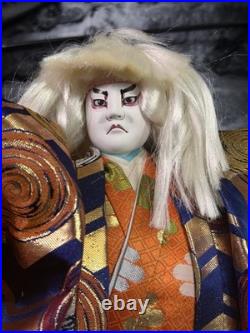 Vintage 16 Japanese Kabuki Lion Dancer Doll on 14 bamboo platform