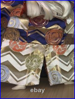 Vintage 16 Japanese Kabuki Lion Dancer Doll on 14 bamboo platform