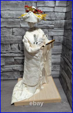 Vintage 18 Japanese Bride Doll White Kimono Wedding Fan Geisha Maiko Crane